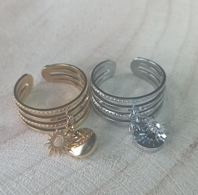 Bague breloque soleil 