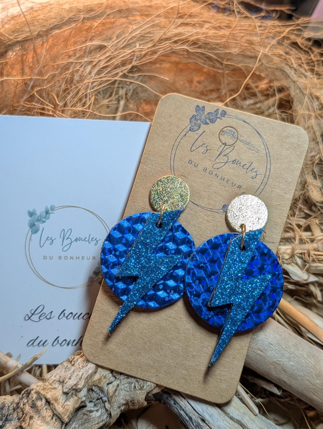 Boucles d'oreilles Queen bleu qu009