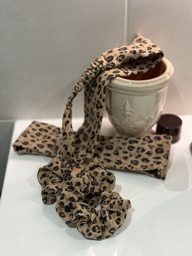 Accessoires cheveux double gaze KARLI (léopard kaki)