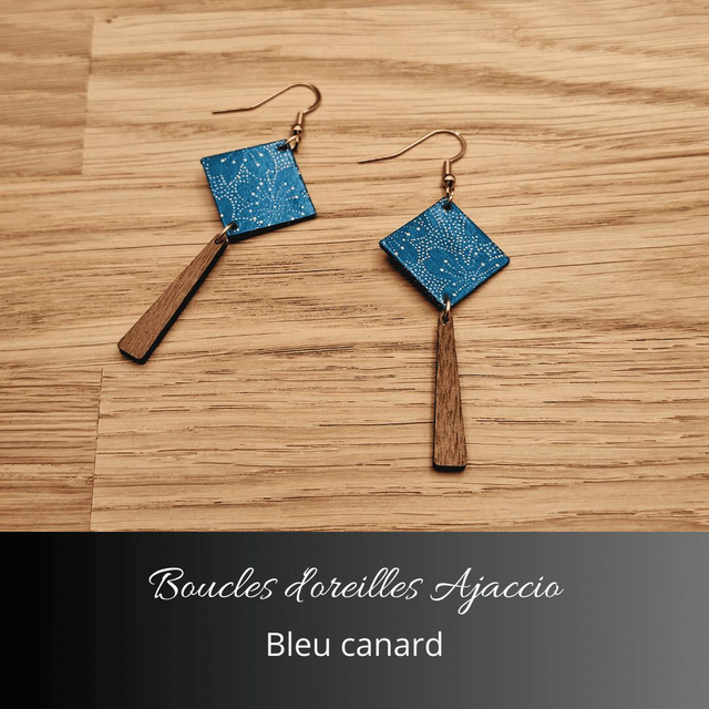 Boucles d'oreilles Ajaccio - Bleu canard