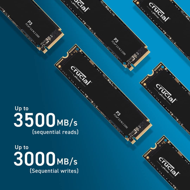 SSD interne Crucial P3 500Go M.2 PCIe Gen3 NVMe - Jusqu’à 3500Mo/s