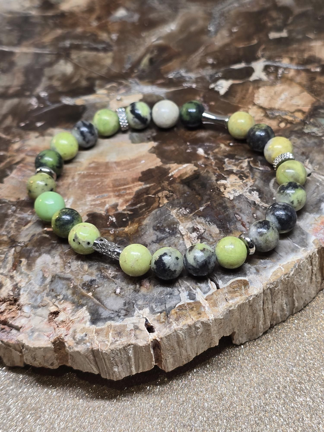 Bracelet Opale verte fossilisée en 0,8 cm 