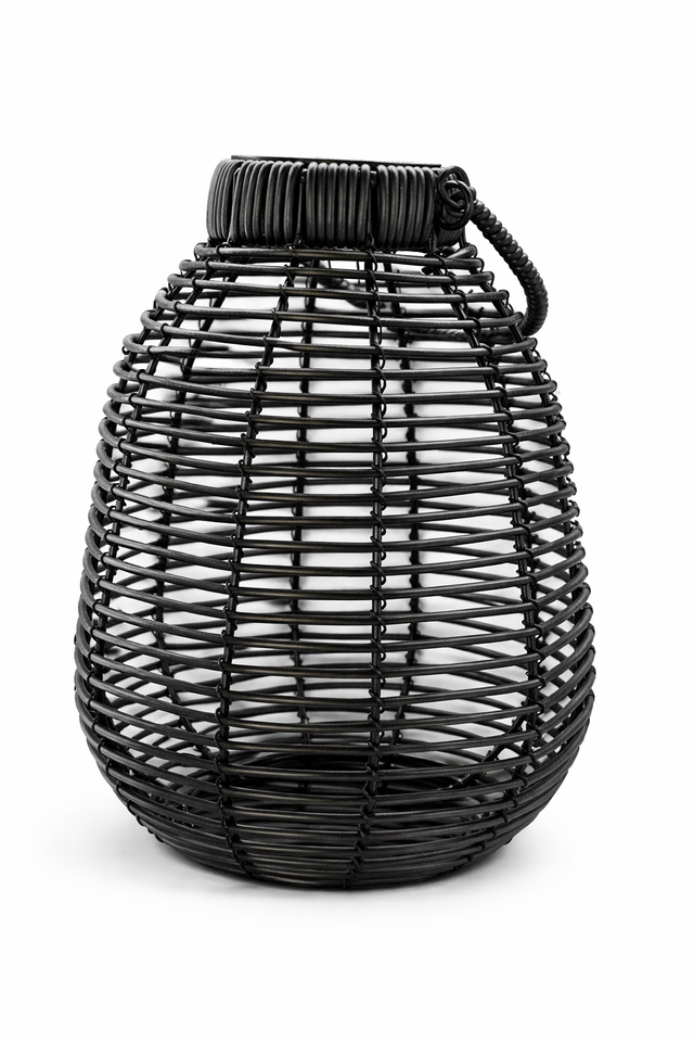 LAMPARA SOLAR RATAN SINTETICO NEGRA