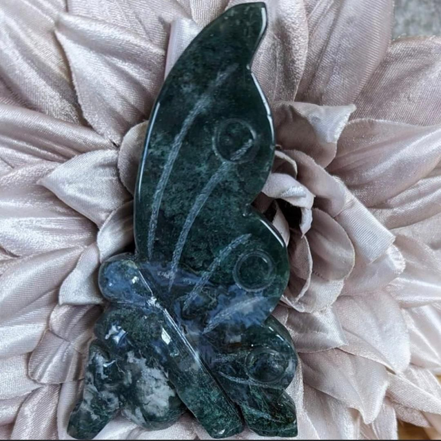 Moss Agate Fairy Crystal Carving 