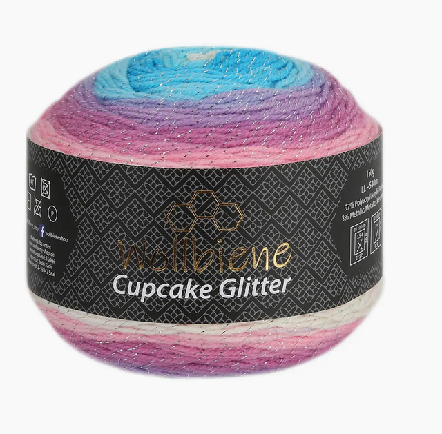 Woolly Bee Cupcake Glitter  bleu clair, rose, pastel 150gr