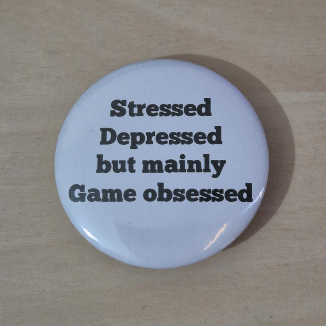 Button: Game Obsessed (White w/ black text)