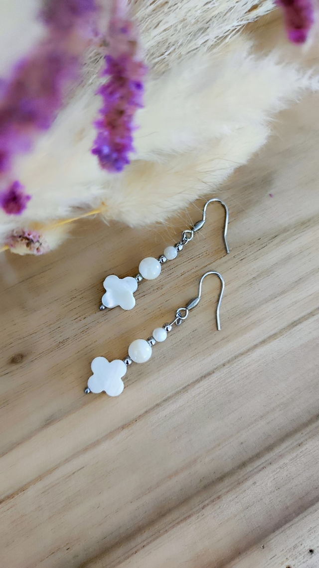 Boucles d'oreilles Nacre Trèfle