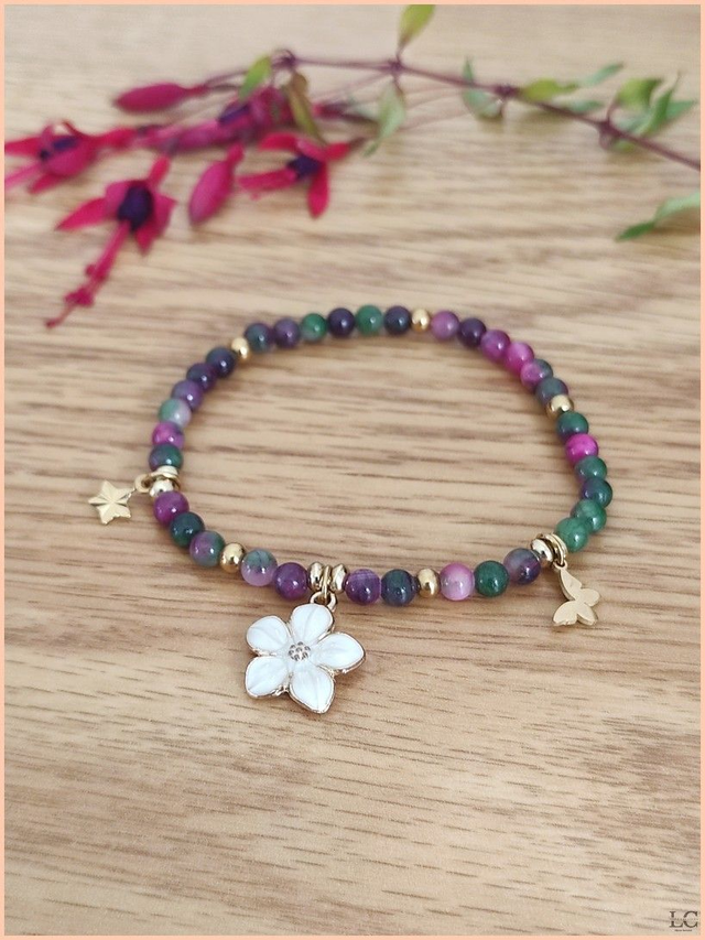 Bracelet 4mm avec breloque - Jade persan 