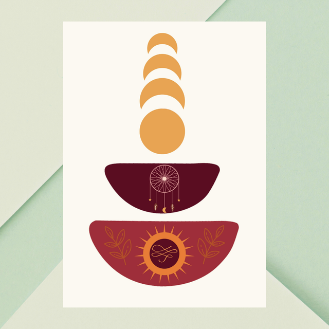 Impression Art Cycle de la Lune Bohème - Décoration Murale Mystique / Boho Moon Cycle Art Print - Mystical Wall Decor