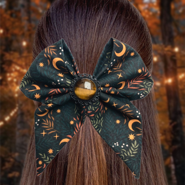 Barrette - Lune d’automne Oeil de tigre