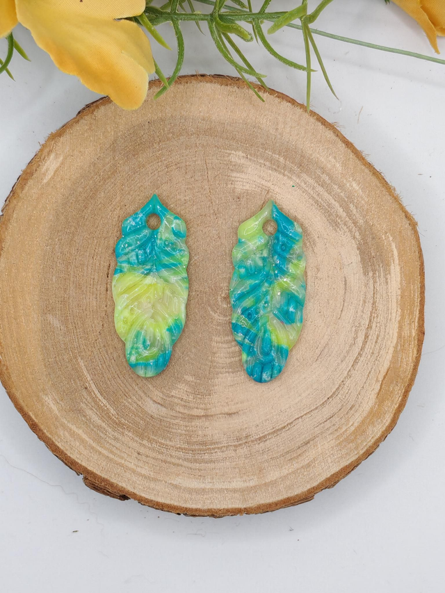 Plume transparente Bleu/Jaune 