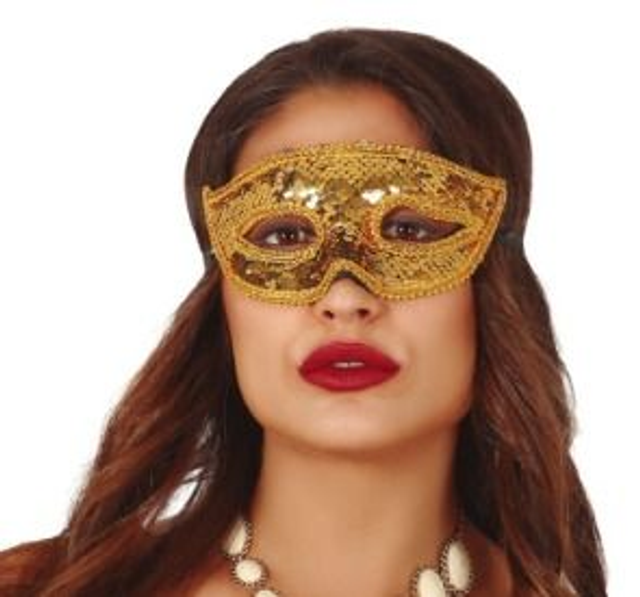 CARNEVALE ,  MASCHERA PAILLETTES ORO