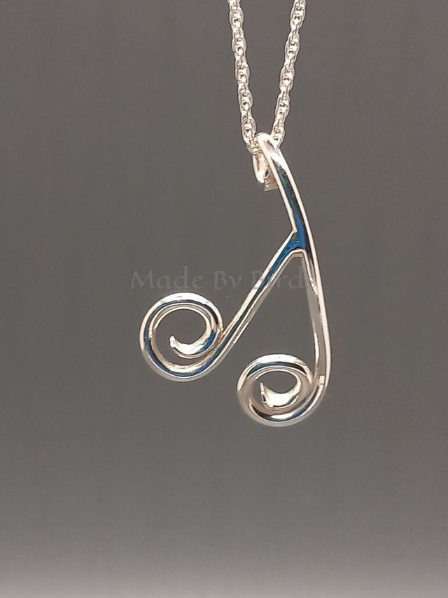 Freeform Swirls Sterling Silver Pendant Necklace