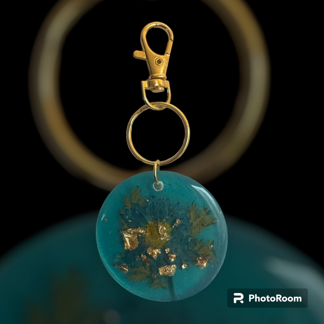 Blue Resin Floral Keyring 