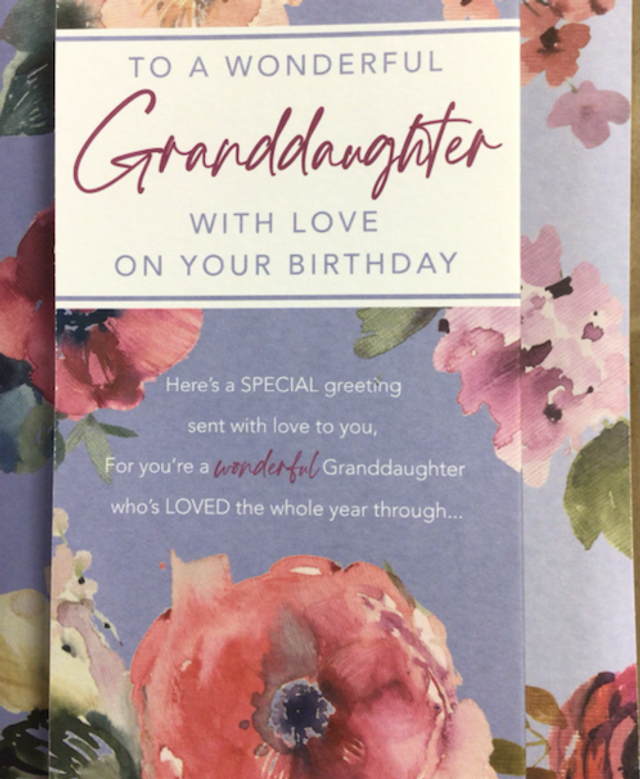 Birthday Relative Granddaughter with love on your birthday WW