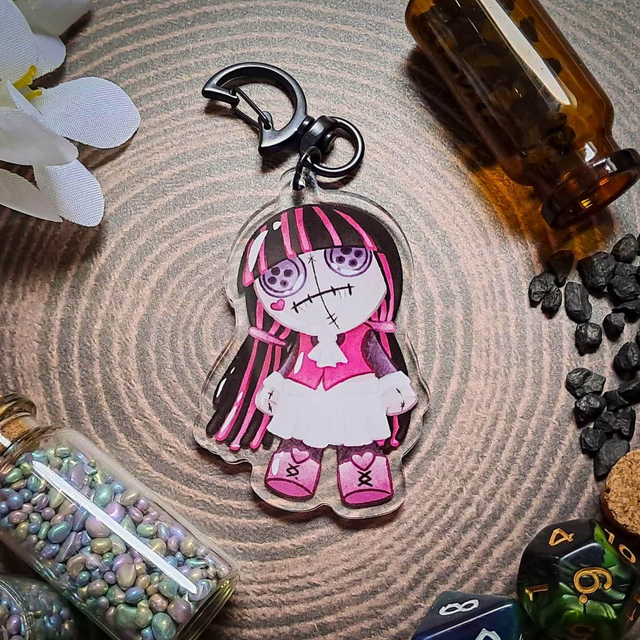 Pink Vampire Girl Acrylic Keychain