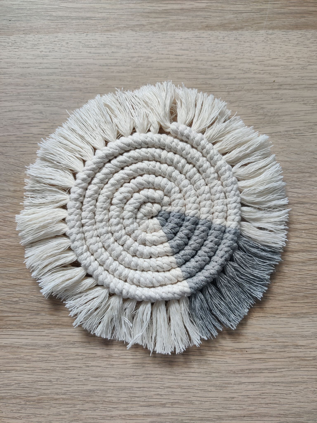 Sous-verre - Bicolore - Ecru et gris