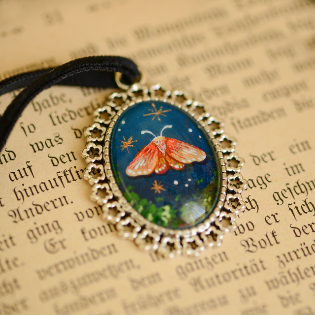 Crimson Moth Pendant