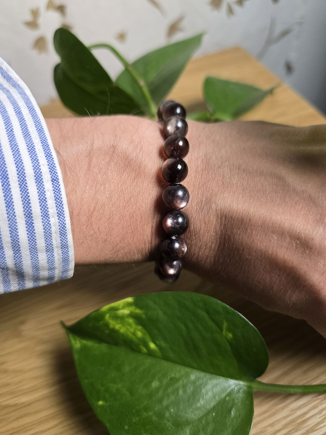 Bracelet Lépidolite foncée, perles de 8 mm (Qualité AAA)