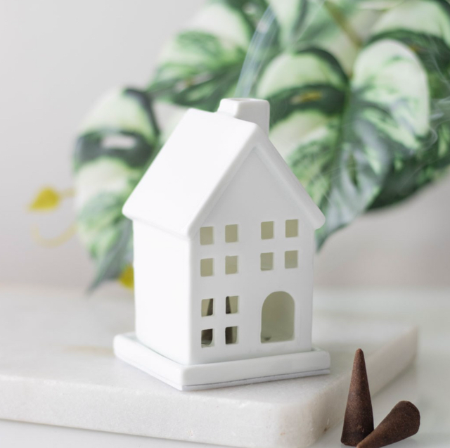 Ceramic White House Incense Cone Burner 