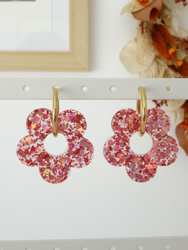 Grande fleur : Paillettes multifacette rose