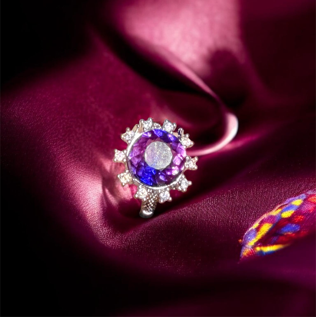 Bague en tanzanite violette ajustable 