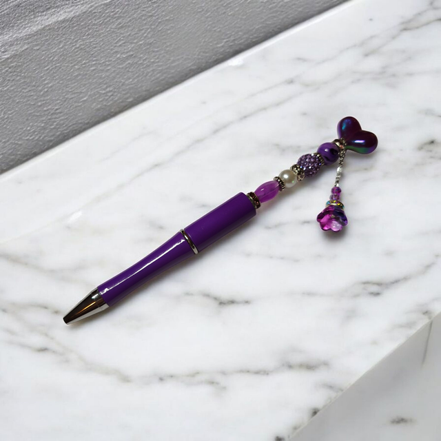 Stylo perles violet
