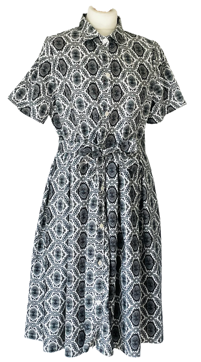 robe tissu provençal noir, blanc