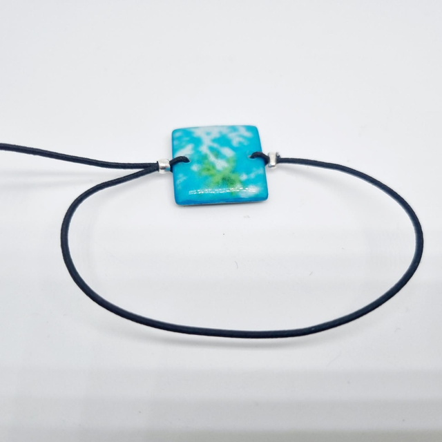 Bracelet bleu vert carré réversible