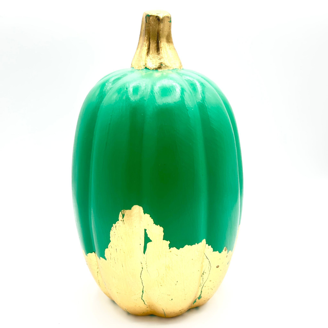 Green &amp; Gold Ceramic Pumpkin