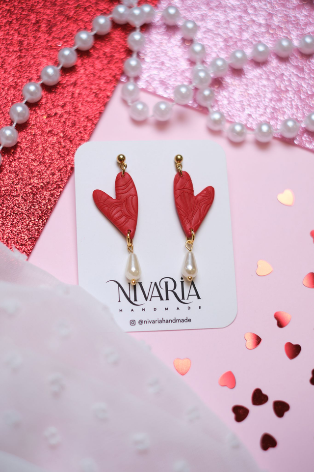 Pendientes de corazones perla