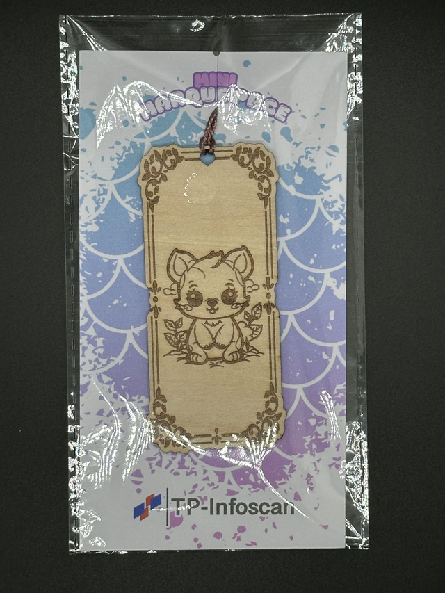 Mini Marque-page en Bois Gravé - Design Kawaii