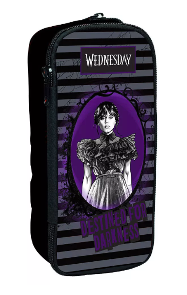 Grande trousse scolaire 2 compartiments XXL Mercredi Addams 26cm 