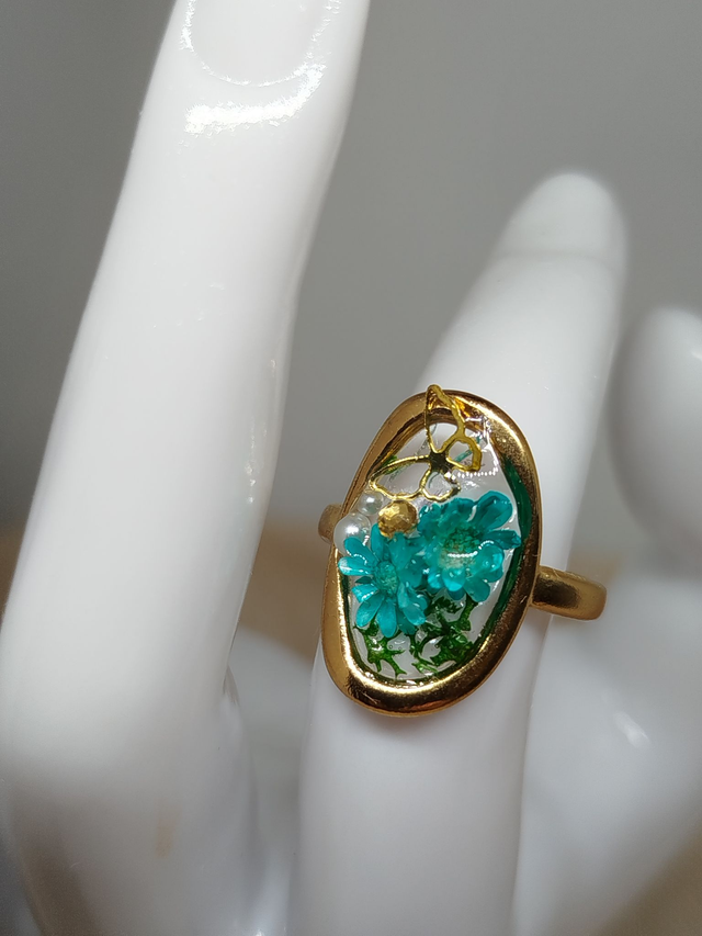 Bague Oriane coloris bleu vert