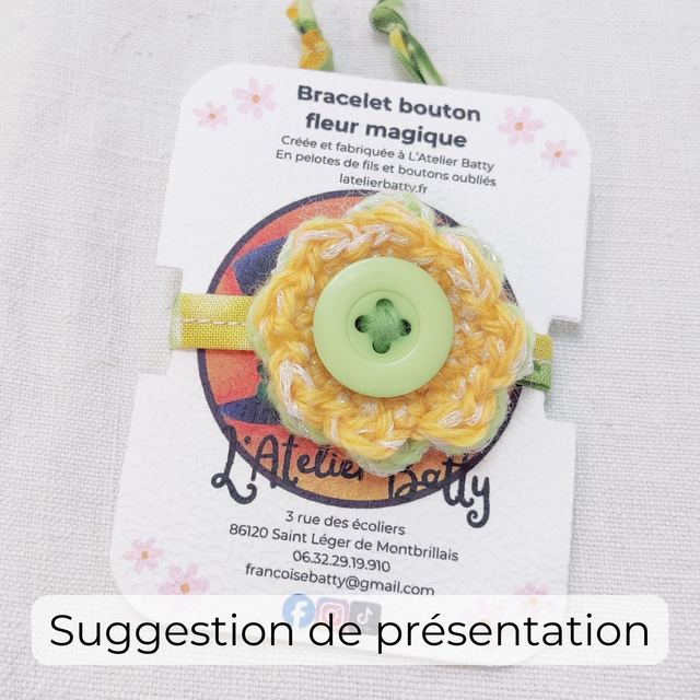 Fleur solo Anémonette Citron Paillettes