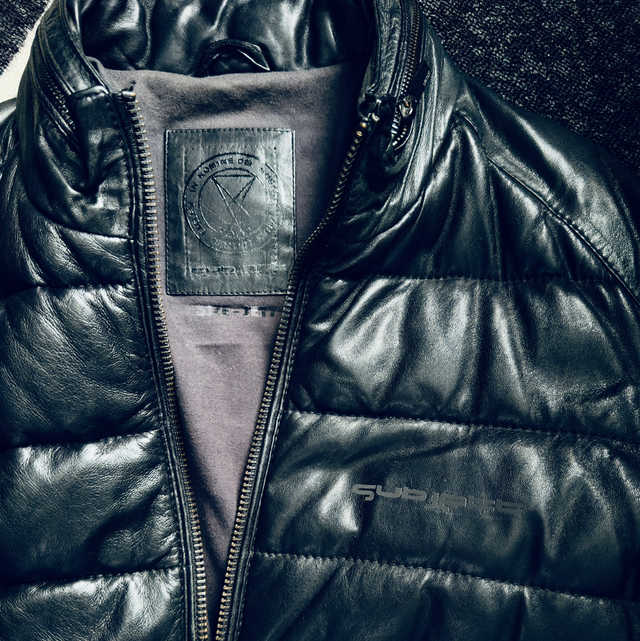 Black Leather Puffer Jacket