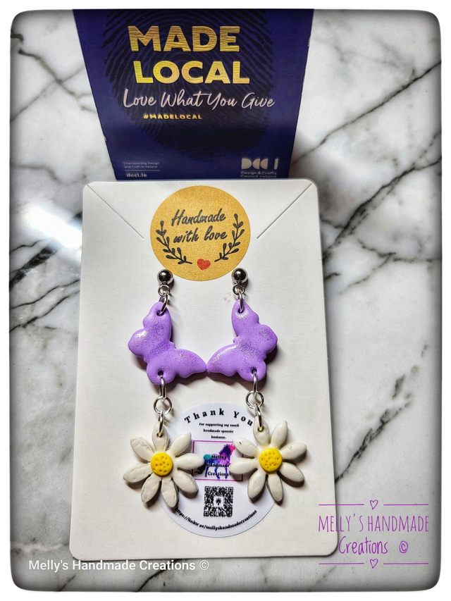 Butterfly and Daisy Earrings 