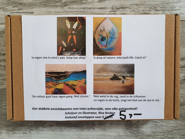 Set van vier dubbele kunstkaarten 'natuur' 