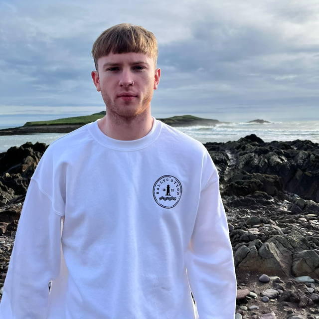 1851 Crew Neck (White/Black Thread) 