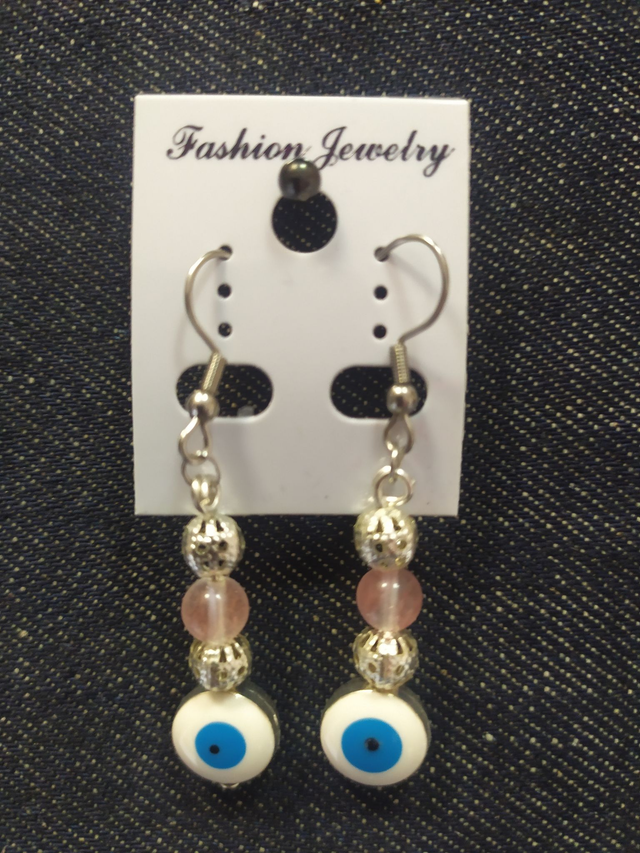 BRINCO QAURTZO ROSA E OLHO TURCO