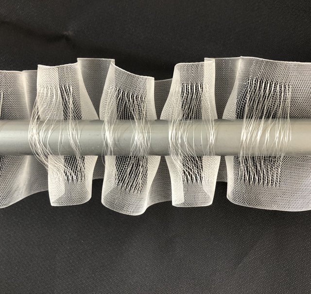 Translucent curtain header tape for poles, pencil pleat 80mm wide