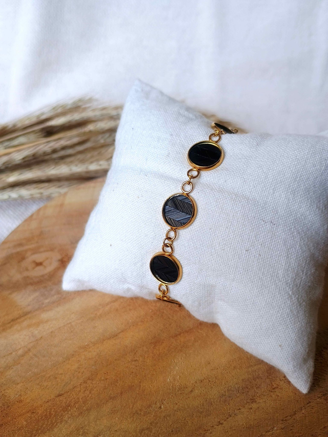 Bracelet Multi-cabochon Chevron noir