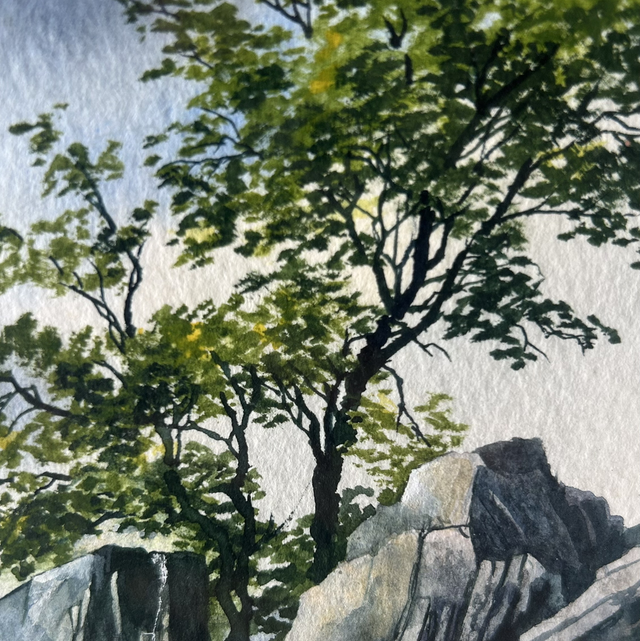 Original Vintage Mountain Landscape Watercolour Painting by R Lyall