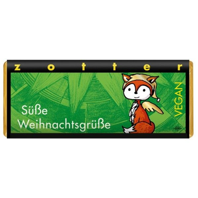 Zotter "Süße Weihnachtsgrüße" Haselnussnougat mir Krokant 70g Tafel