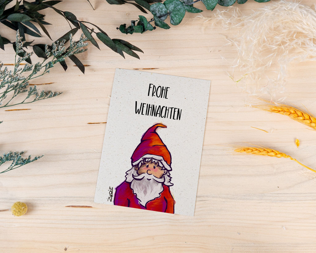 Graspapierkarte - charmanter Weihnachtsmann