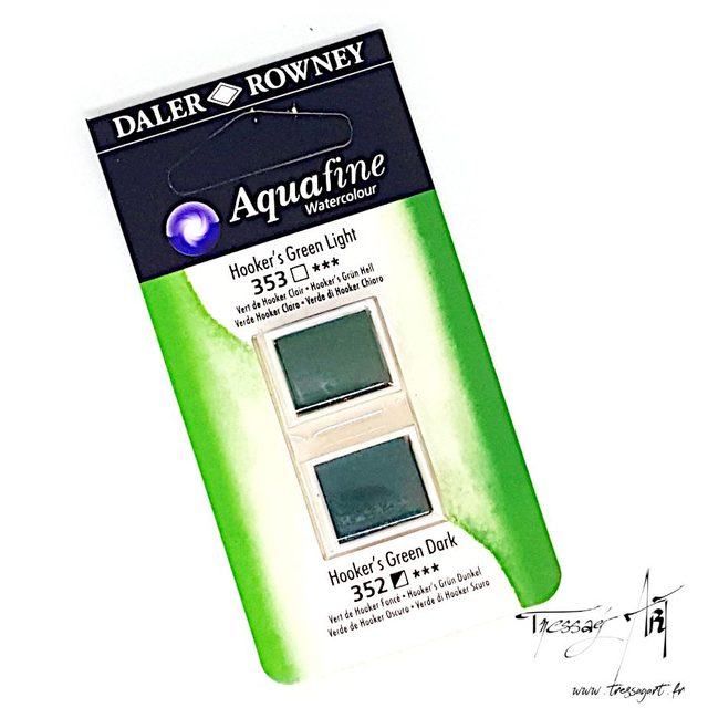 DALER ROWNEY - AQUARELLE DEMI-GODETS par 2 - VERT 353 &amp; 352 - CA002353