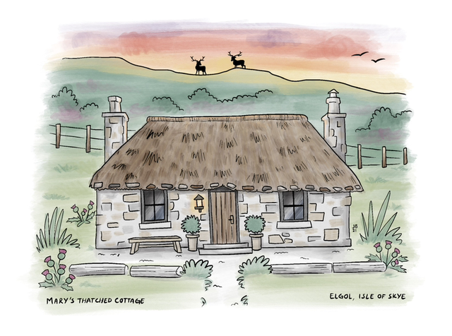 Elgol thatched cottage card A6