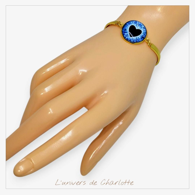 Bracelet "Turquoise" coeur acier C-01