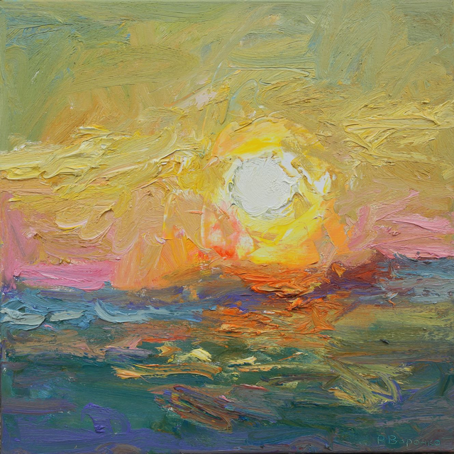 „Im Verblassen der Frühlingssonne“  Öl auf Leinwand, 80×80 cm. 2025