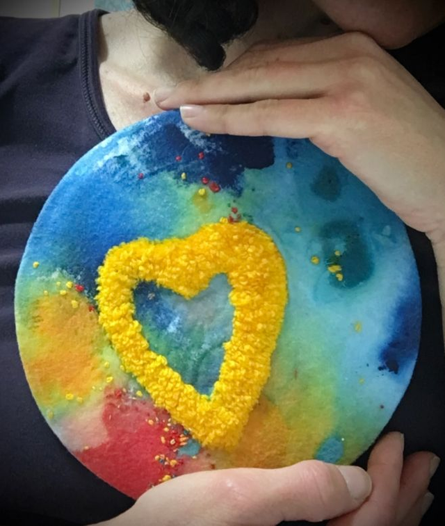 &quot;Petits coeurs grandissent&quot; Art textile